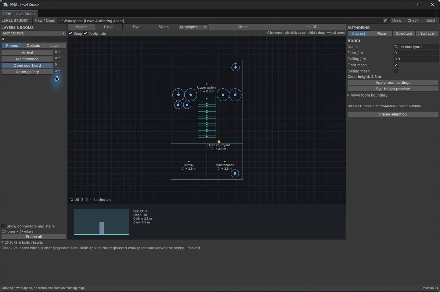 1998: Level Editor open inside the Unity Editor, showing the editable source map and authoring controls.